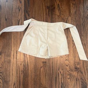 Tan leather Johnathan Simkhai shorts